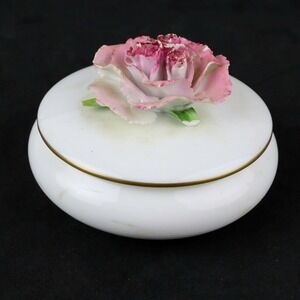 Vintage OAC OKURA Japanese Porcelain Lidded Round Trinket Dish 4"